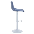 Adjustable Height Bar Stool in Leather with White Iron Base in Peacock Blue