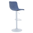 Adjustable Height Bar Stool in Leather with White Iron Base in Peacock Blue