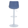 Adjustable Height Bar Stool in Leather with White Iron Base in Peacock Blue