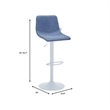 Adjustable Height Bar Stool in Leather with White Iron Base in Peacock Blue