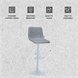 Adjustable Height Bar Stool in Leather with White Iron Base in Light Gray