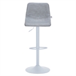 Adjustable Height Bar Stool in Leather with White Iron Base in Light Gray