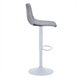 Adjustable Height Bar Stool in Leather with White Iron Base in Light Gray
