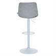 Adjustable Height Bar Stool in Leather with White Iron Base in Light Gray