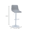 Adjustable Height Bar Stool in Leather with White Iron Base in Light Gray