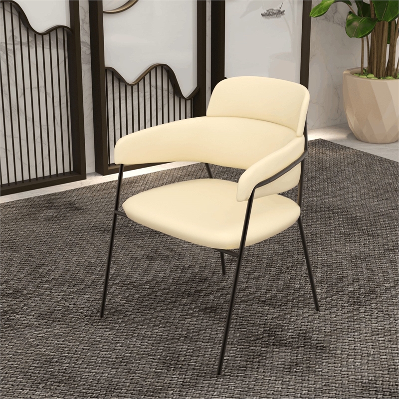 Velvet Dining Chair with Powder-Coated Stainless Steel Legs in Beige