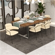 Velvet Dining Chair with Powder-Coated Stainless Steel Legs in Beige