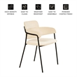 Velvet Dining Chair with Powder-Coated Stainless Steel Legs in Beige
