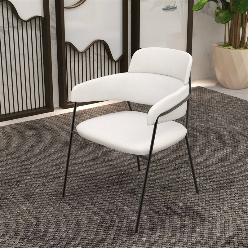 Polyester Dining Chair with Powder-Coated Stainless Steel Legs in White