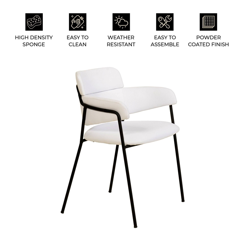 Polyester Dining Chair with Powder-Coated Stainless Steel Legs in White