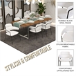 Polyester Dining Chair with Powder-Coated Stainless Steel Legs in White