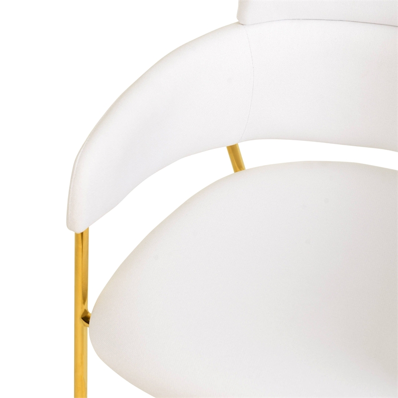 Polyester Dining Chair with Gold Powder-Coated Stainless Steel Legs in White
