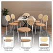 Velvet Dining Chair with Rattan Back and Stainless Steel Legs in Brown