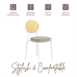 Velvet Dining Chair with Rattan Back and Stainless Steel Legs in Grey
