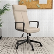 LeisureMod High-Back Leather Office Chair with Adjustable Height in Tan