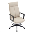 LeisureMod High-Back Leather Office Chair with Adjustable Height in Tan