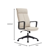 LeisureMod High-Back Leather Office Chair with Adjustable Height in Tan