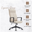 LeisureMod High-Back Leather Office Chair with Adjustable Height in Tan