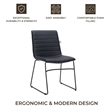 LeisureMod Office Chair in Leather/Polyester with Stainless Steel Base in Black