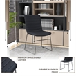 LeisureMod Office Chair in Leather/Polyester with Stainless Steel Base in Black