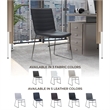 LeisureMod Office Chair in Leather/Polyester with Stainless Steel Base in Black