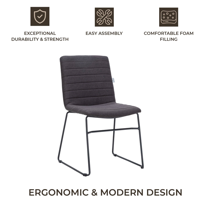 LeisureMod Office Chair in Leather/Polyester with Stainless Steel Base in Brown