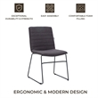 LeisureMod Office Chair in Leather/Polyester with Stainless Steel Base in Brown