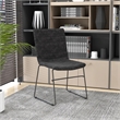 LeisureMod Office Chair in Leather/Polyester with Stainless Steel Base Charcoal