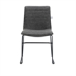 LeisureMod Office Chair in Leather/Polyester with Stainless Steel Base Charcoal