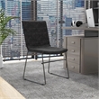 LeisureMod Office Chair in Leather/Polyester with Stainless Steel Base Charcoal