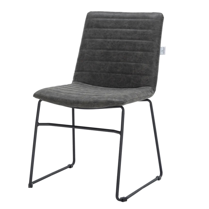 LeisureMod Office Chair in Leather/Polyester with Stainless Steel Base Charcoal