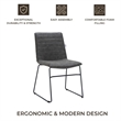 LeisureMod Office Chair in Leather/Polyester with Stainless Steel Base Charcoal