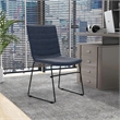 LeisureMod Office Chair in Leather/Polyester with Stainless Steel Base Dark Blue