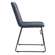 LeisureMod Office Chair in Leather/Polyester with Stainless Steel Base Dark Blue