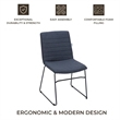 LeisureMod Office Chair in Leather/Polyester with Stainless Steel Base Dark Blue