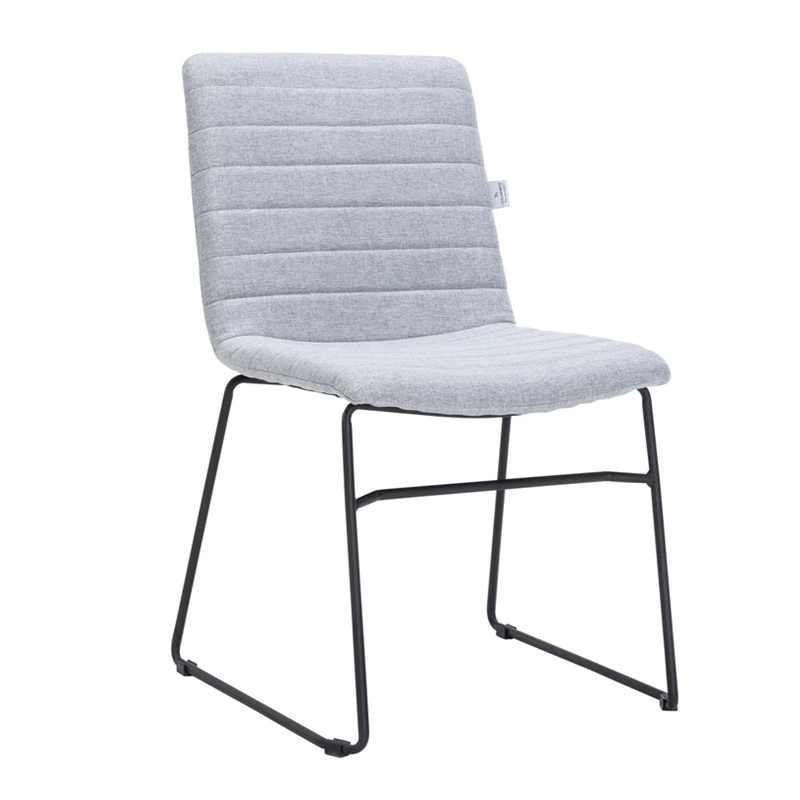 LeisureMod Office Chair in Leather/Polyester with Stainless Steel Base in Gray