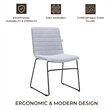 LeisureMod Office Chair in Leather/Polyester with Stainless Steel Base in Gray