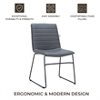 Office Chair in Leather/Polyester with Stainless Steel Base in Gray Leather