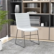 LeisureMod Office Chair in Leather/Polyester with Stainless Steel Base in White