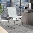 LeisureMod Office Chair in Leather/Polyester with Stainless Steel Base in White