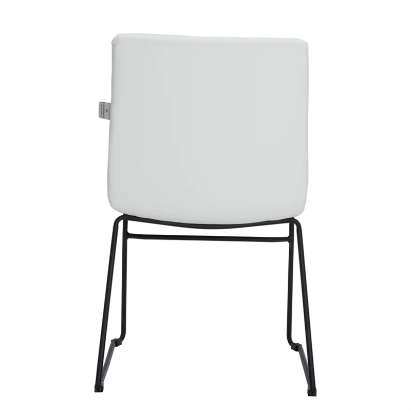 LeisureMod Office Chair in Leather/Polyester with Stainless Steel Base in White