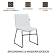 LeisureMod Office Chair in Leather/Polyester with Stainless Steel Base in White
