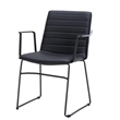 LeisureMod Office Chair in Leather/Polyester with Stainless Steel Base in Brown