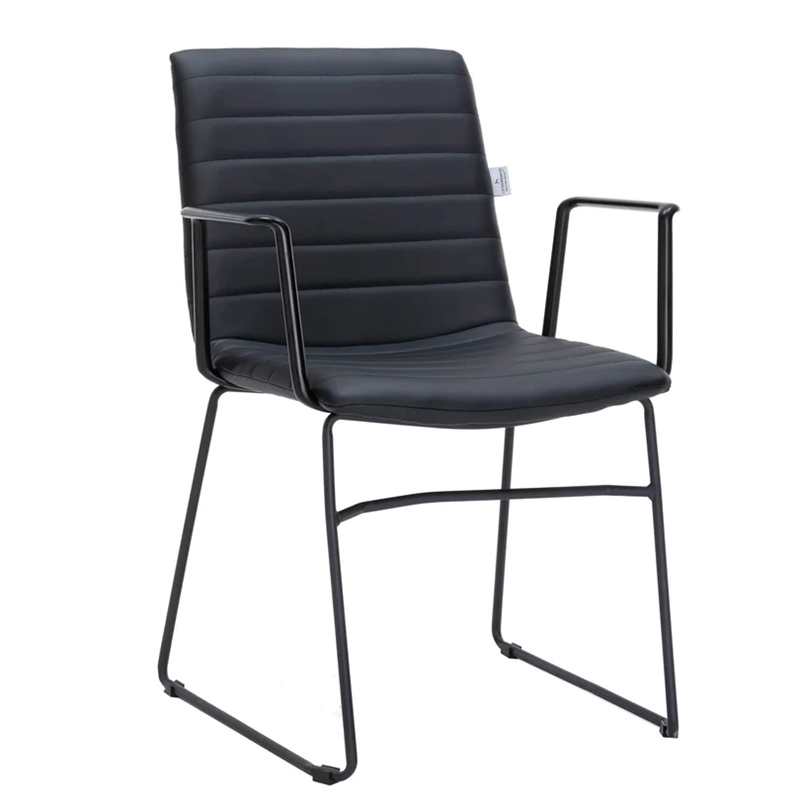 LeisureMod Office Chair in Leather/Polyester with Stainless Steel Base in Brown