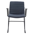 LeisureMod Office Chair in Leather/Polyester with Stainless Steel Base Dark Blue
