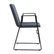 LeisureMod Office Chair in Leather/Polyester with Stainless Steel Base Dark Blue