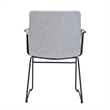 LeisureMod Office Chair in Leather/Polyester with Stainless Steel Base in Gray