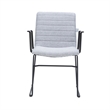LeisureMod Office Chair in Leather/Polyester with Stainless Steel Base in Gray