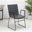 Office Chair in Leather/Polyester with Stainless Steel Base in Gray Leather