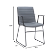 Office Chair in Leather/Polyester with Stainless Steel Base in Gray Leather